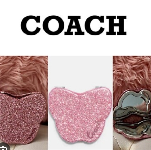 Coach Accessories - COACH-Glitter Butterfly 🦋 Double Sided Mirror (Blossom 🌸 Pink )